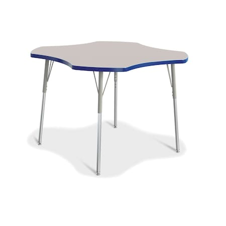 Jonti-Craft Berries Four Leaf Activity Table, A-height, Freckled Gray/Blue/Gray 6453JCA003